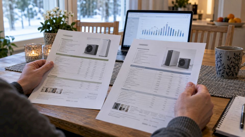 Maalämpöpumpun vaihtotarjousten vertailu hinnan ja mitoituksen perusteella